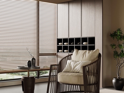 新中式休闲椅 边几su模型