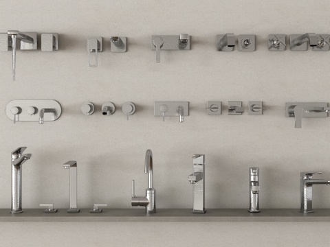 现代水龙头 不锈钢龙头 水槽龙头 台盆龙头 墙出su模型