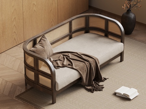 中古风休闲沙发su模型