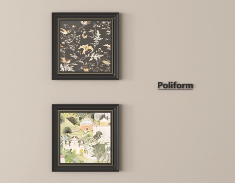 法式挂画组合 装饰画su模型