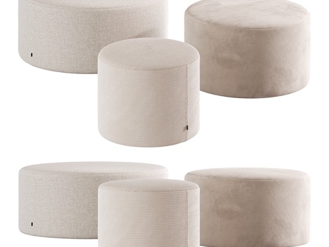  现代奶油风 Zyl 圆形布艺沙发凳3d模型 