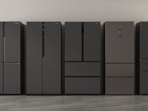 现代双开门冰箱 三开门冰箱 四开门冰箱su模型