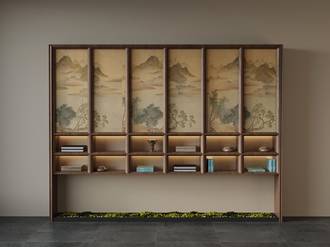 新中式茶柜 装饰柜su模型