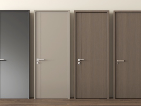 现代卧室门 卧室单开门 实木门 平开门su模型