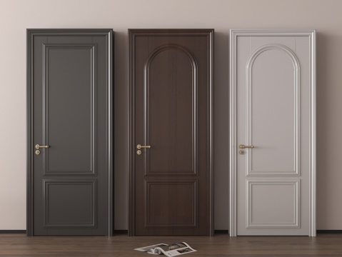 法式单开门 平开门 卧室门su模型