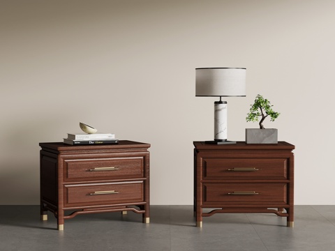 新中式床头柜su模型