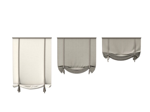 现代简约窗帘 罗马帘 卷帘su模型