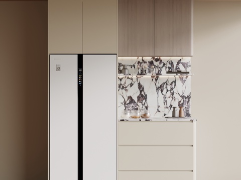 奶油风餐边柜 橱柜su模型