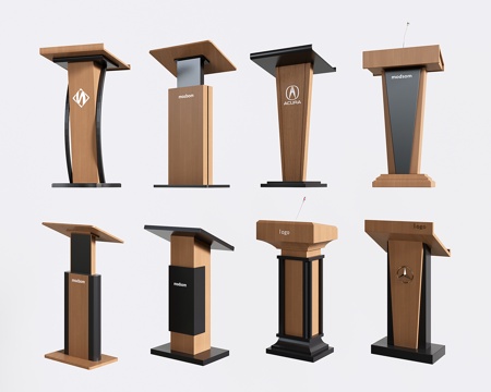  现代讲台 讲桌 主持台 演讲桌 操作台3d模型 