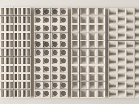 现代水泥砖 水泥砖隔断 砖 空心砖 镂空水泥砖su模型