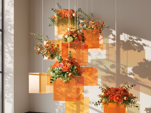 现代玻璃艺术装置 花艺装置su模型