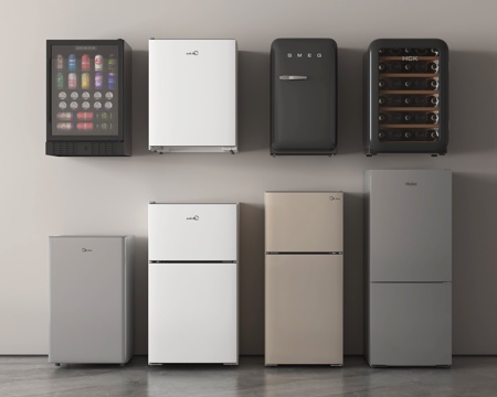 现代双开门冰箱 三开门冰箱 四开门冰箱su模型