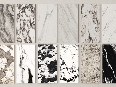 现代大理石纹理 石材护墙板 墙饰板 大理石背景墙su模型