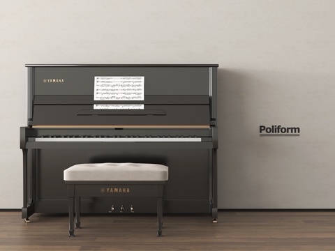  现代钢琴 乐器 琴凳3d模型 