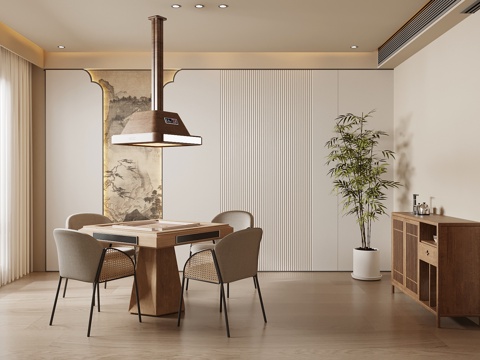 新中式棋牌室su模型