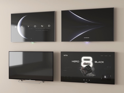  现代液晶电视 客厅电视 壁挂式电视3d模型 