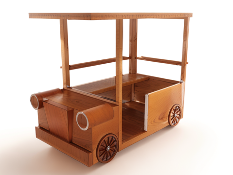 柚木小汽车亭su模型