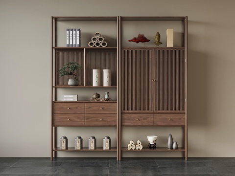 中古风博古架su模型