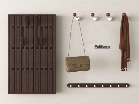 中古风挂钩 挂衣钩 衣架 钢琴家挂衣钩 衣帽架su模型