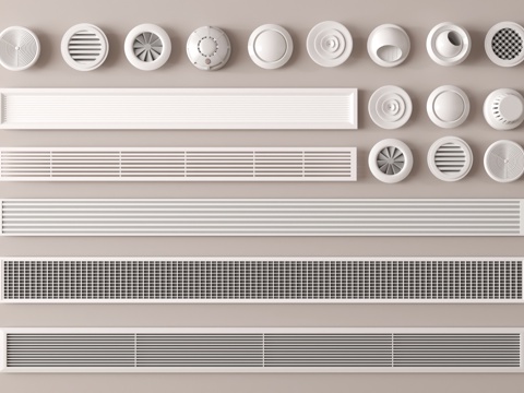 空调出风口 极窄出风口 排风口 新风口 格栅球型风口su模型