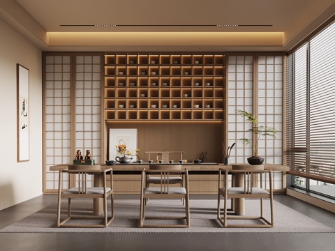 新中式茶室su模型