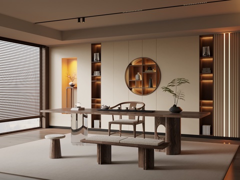 新中式茶室su模型