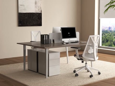 现代办公桌椅 职工工位 电脑桌椅 公共办公区su模型