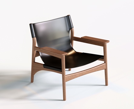 中古侘寂木质休闲椅su模型su模型