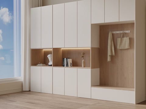 现代奶油风玄关柜 边柜su模型