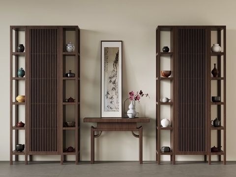 新中式博古架 端景柜 端景台su模型