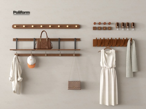 中古风挂钩 衣架 挂衣钩 衣帽架su模型