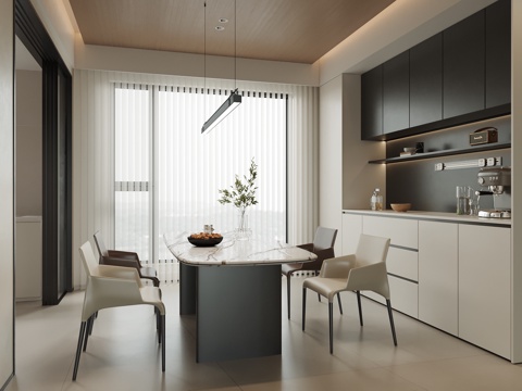  现代餐厅 酒柜 餐桌椅3d模型 