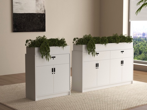 现代办公文件柜 花箱su模型