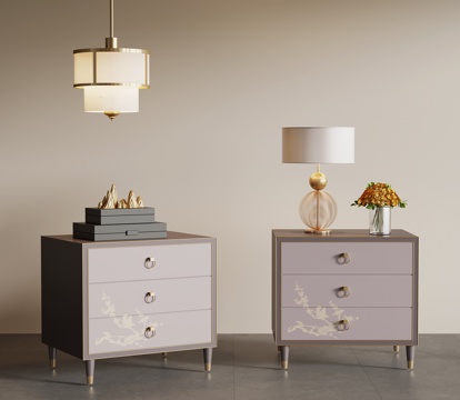 新中式床头柜su模型