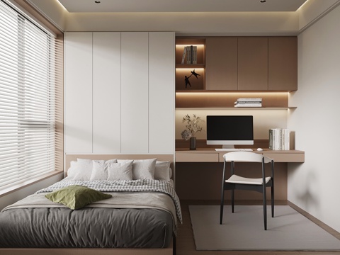  现代榻榻米卧室3d模型 