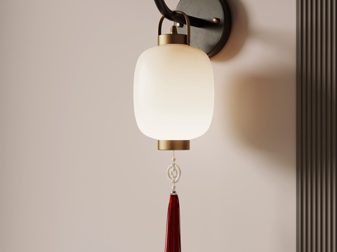 新中式壁灯 灯笼壁灯su模型