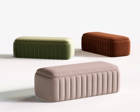 法式沙发凳 奶油风床尾凳 换鞋凳 脚踏su模型