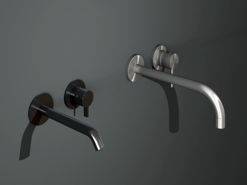 现代水龙头 强排水龙头 不锈钢水龙头su模型