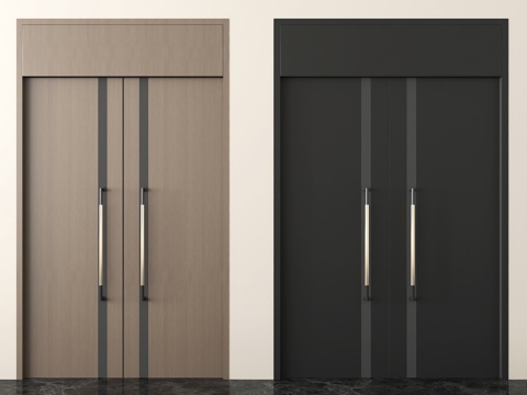 现代轻奢双开门 通顶对开门 平开门 大门su模型