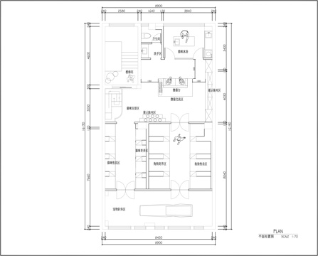 宠物店平面施工图cad施工图