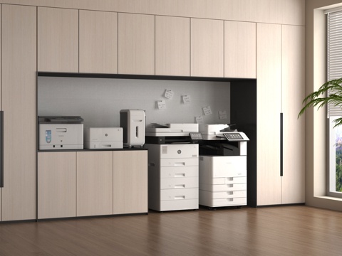 现代文件柜 打印机 文件柜su模型