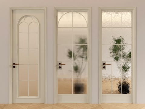 法式玻璃门 玻璃单开门 卧室门 厨卫门su模型