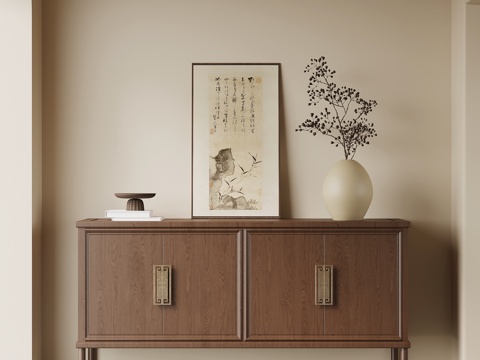 新中式玄关柜 边柜 端景柜su模型