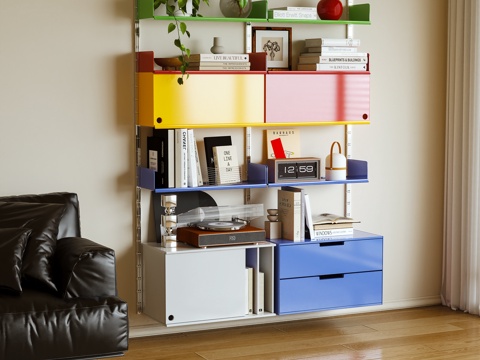  置物架 书架 墙架 墙饰 摆件 多巴胺3d模型 