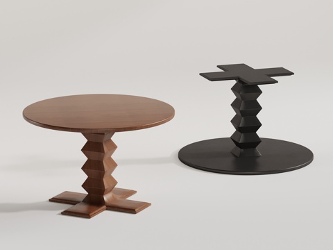 法式中古餐桌 圆形餐桌su模型