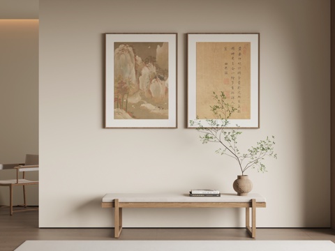 新中式宋式风挂画su模型