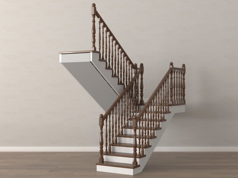 现代楼梯 扶手楼梯 转角楼梯 室内楼梯su模型