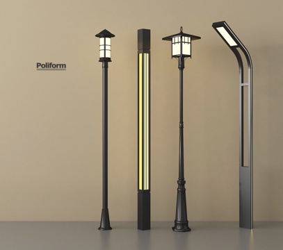 现代路灯 景观灯 庭院灯 灯柱su模型