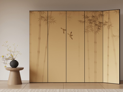 新中式宋式风屏风su模型