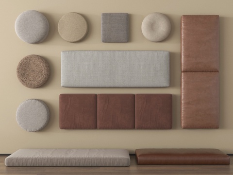 现代坐垫 圆坐垫 飘窗垫 沙发垫 榻榻米坐垫su模型